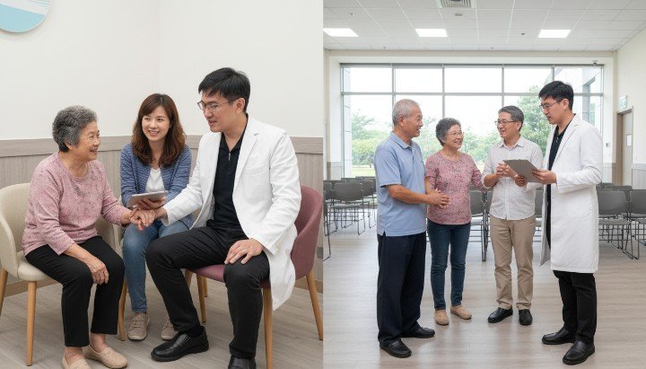 醫師專業諮詢醫學美容熟齡診斷畫面 熟齡女性體驗醫學美容熟齡拉提療程 精準操作醫學美容熟齡儀器特寫畫面