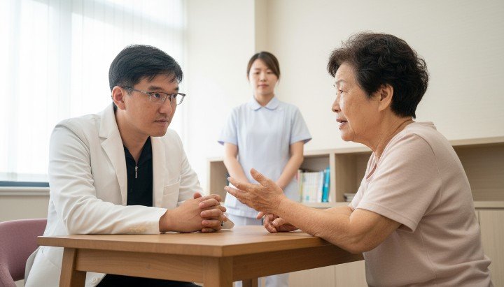 吳紹琥醫師正在診間解說減肥針功效 顯微鏡下的細胞示意說明減肥針功效 標示胰島素阻抗與減肥針功效的圖表 專業醫護人員操作示範減肥針功效