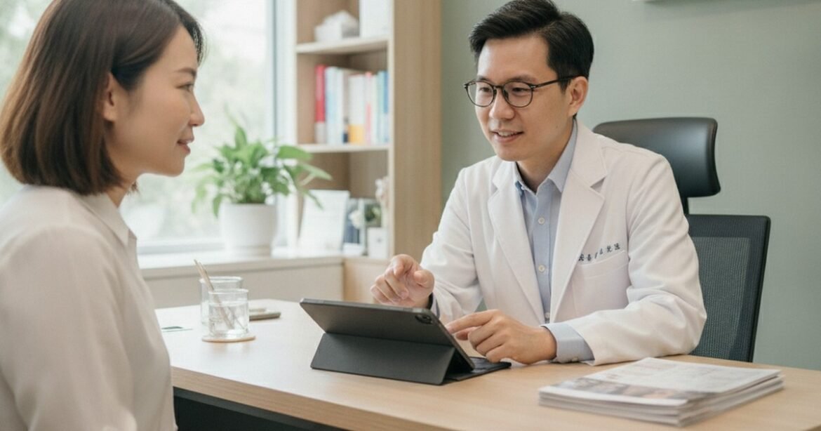 吳芮醫師指導玻尿酸下巴術前準備的重點。